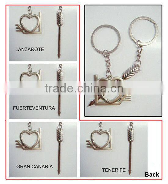 Heart angel shaped with letter key chains