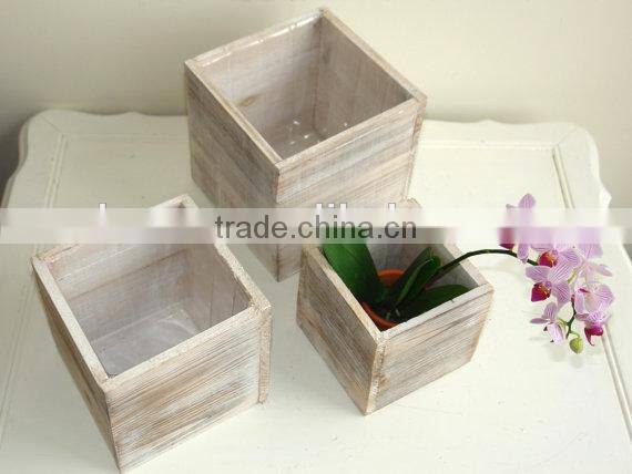 Rustic Little wooden plant Wooden Flower Holder Stand Pot