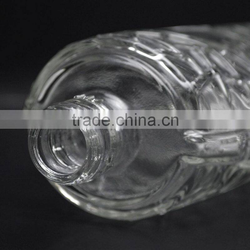 Wholesale white clear empty bourbon whiksey glass bottles 700ml