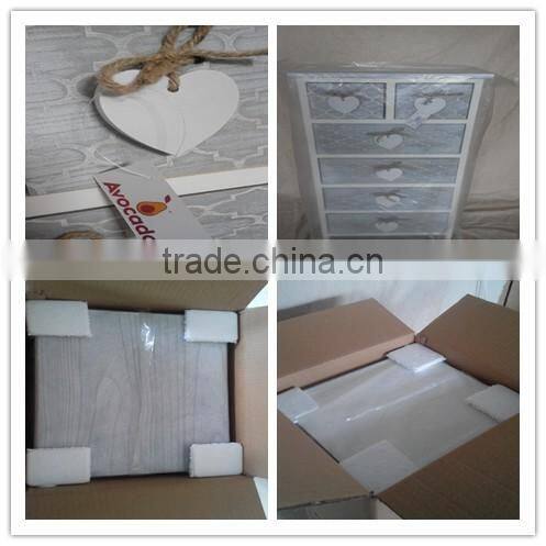 Shabby Chic Wooden Storage chest Fully Assembled Wood living cabinet with White Hanging Hearts Handles