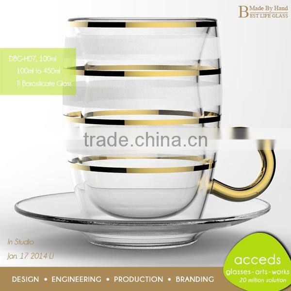Lower MOQ Borosilicate Glass Coffee Cup With Glass Handle
