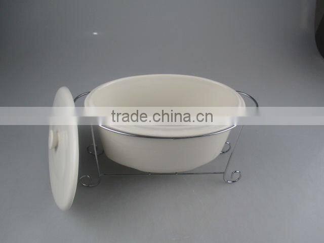 Wholesale stocklot porcelain soup tureen with iron hob