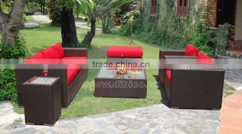 OUTDOOR GARDEN PE FLAT RATTAN SOFA SET