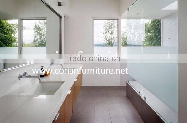 One piece shaped Corian free standing basin