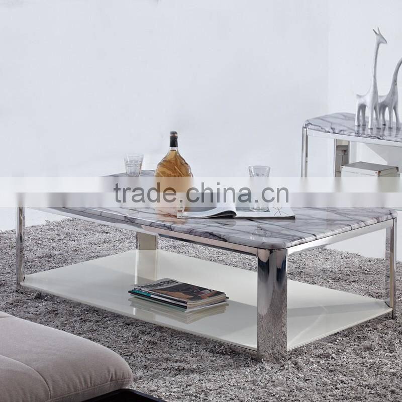 European design modern mdf stainless steel marble top center table B2195