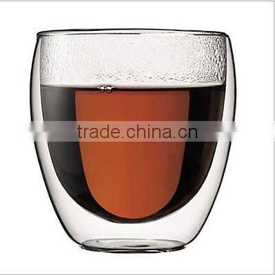 Double wall heat resistant glass coffee cup