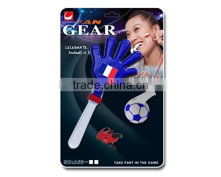 2016 Euro Cup fans plastic cheering handclapper and whistle set/ sports fan gears /soccer fans noise maker kit