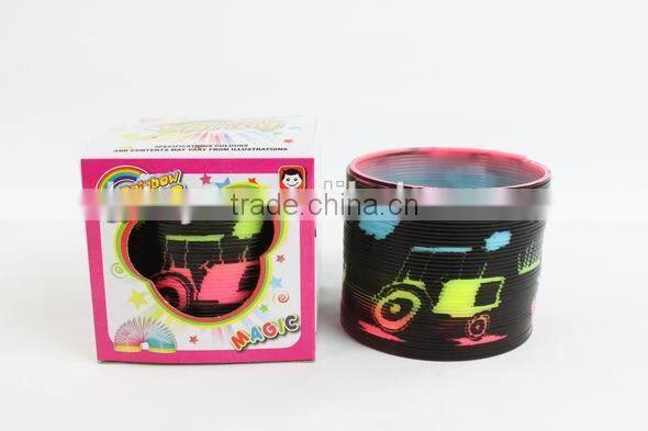 plastic magic rainbow spring toys with printed car/hot sale rainbow circle