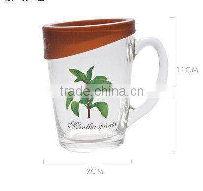 320ml glass mug with cover