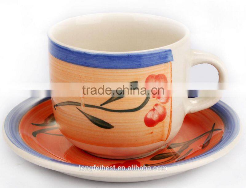 Hand painted full flower ceramic mug, ceramic coffee mug, ceramic tea mug