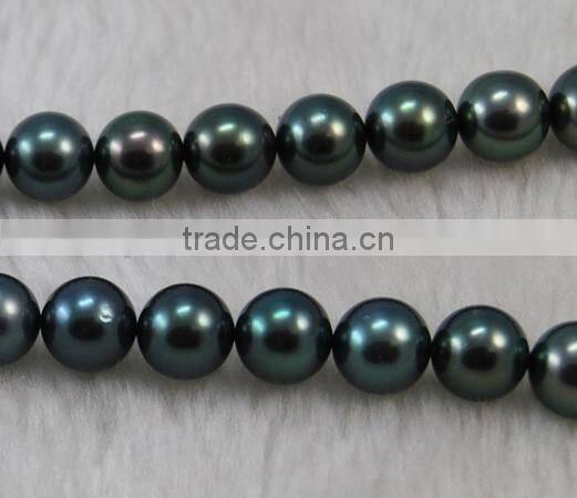2016 fashion 9-10mm peacock round Tahitian pearl strand