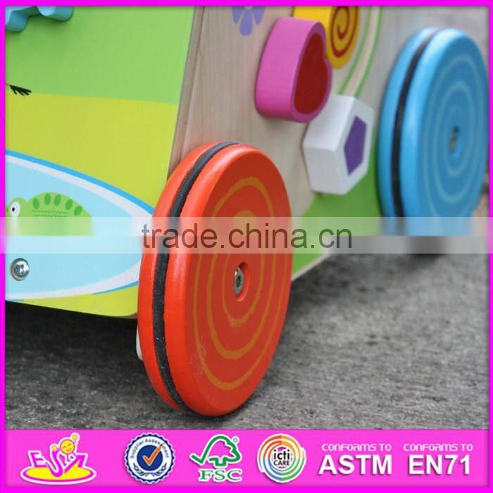 2016 new design push along activity center toy wooden toddler walker W16E061