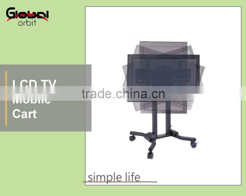 Metal TV Holder Adjustable LCD Monitor Display Mobile TV Cart With Wheel