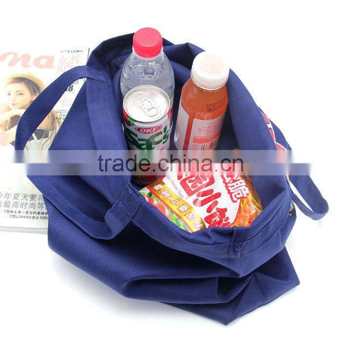 Cheap Organic Cotton Blue Tote Bag With Customed LOGO,Women Portable Cotton Shopping Bag
