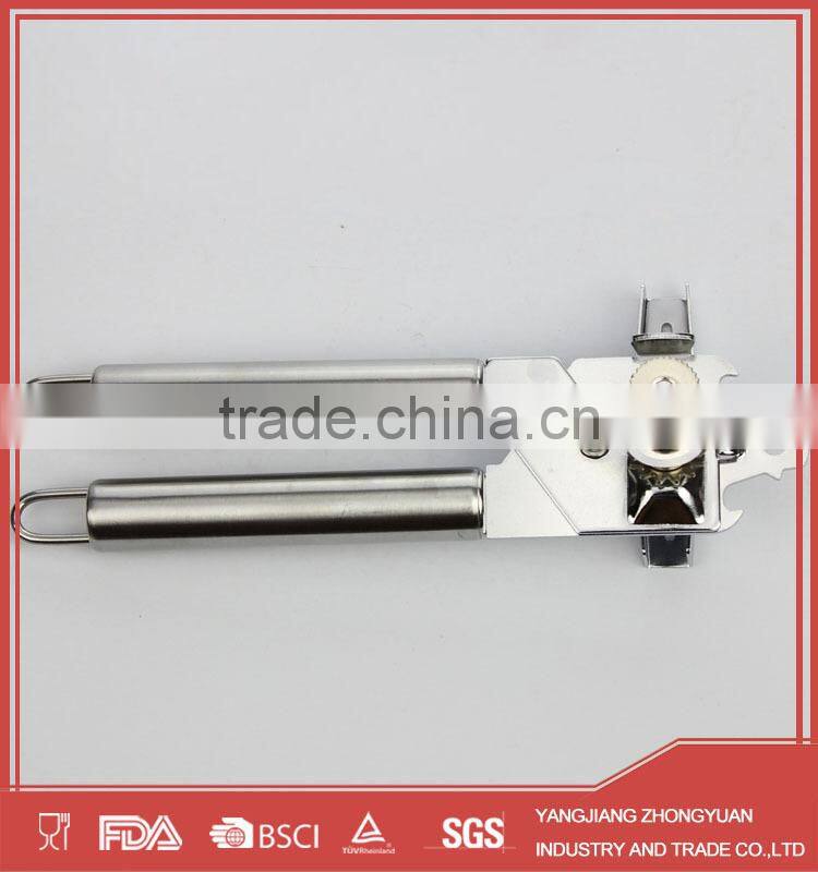 Stainless steel can opener and bottle opener with stainless steel handle