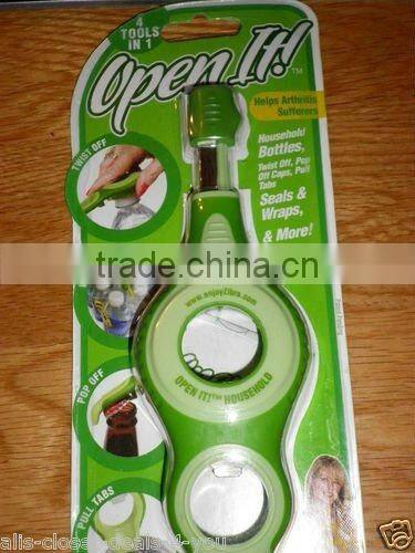 Open it!! As seen on TV! Women design 4 Tools in 1 Bottle Twist/Caps&Tabs Cut