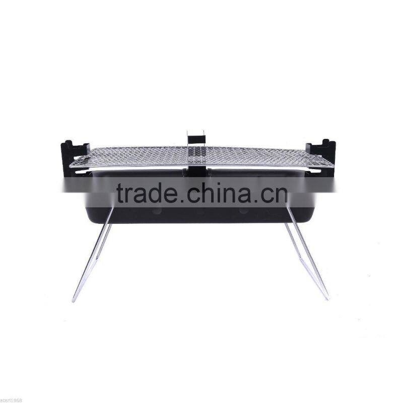 Black Camping Charcoal BBQ Grill Barbecue Grill with foldable legs