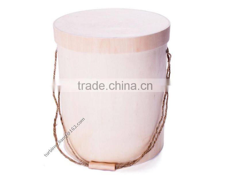 best price unfinished wood crafts cylidrical veneer box with handle