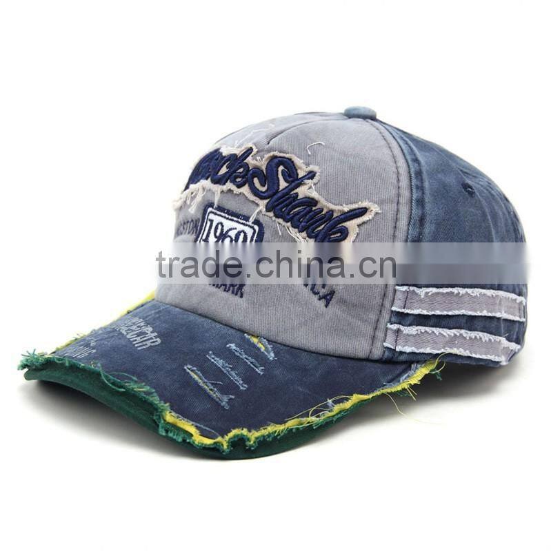 New Style Distressed Washed Denim Sport Cap With Your Own Design