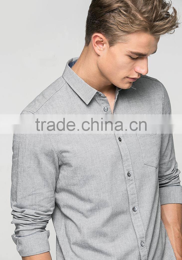 Turn-down Collar blank slim fit shirts cotton long sleeve casual shirts for men