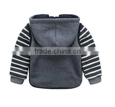 Striped Sleeve Thicken Warm Boys Winter Hoodie