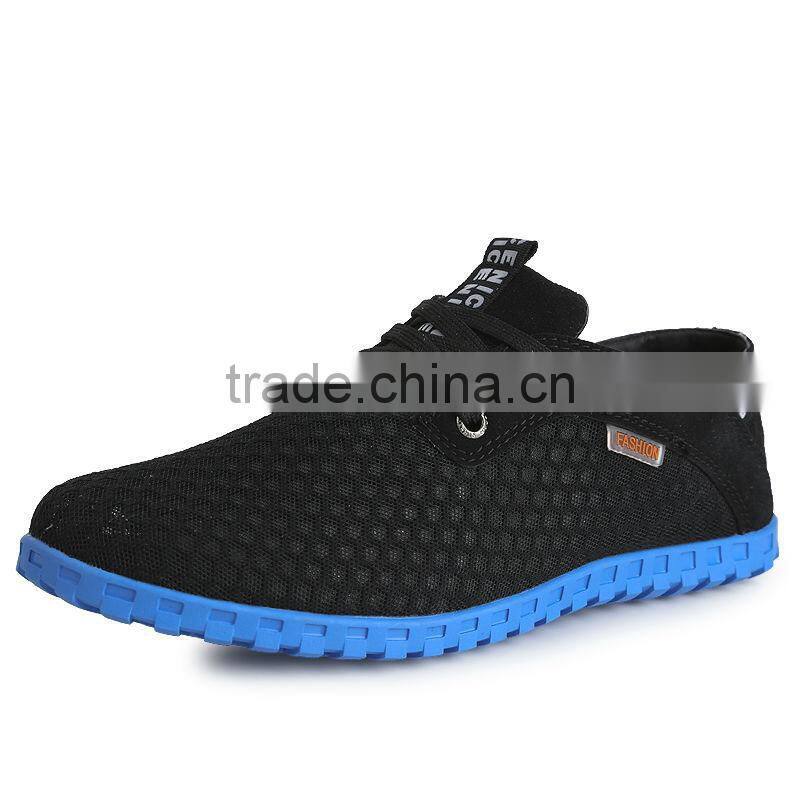 high quality summer leather mesh casual shoes men fashion, adults casual shoes sample from china for male