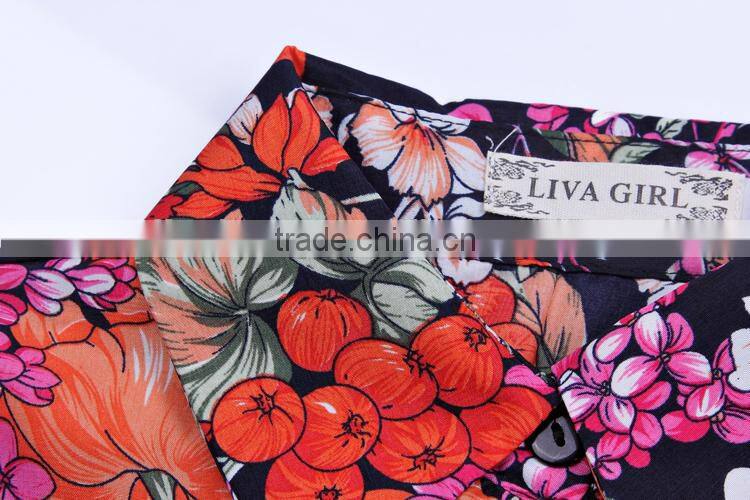 2015 Latest Hot sell european summer hot sale flower style shirt women tee shirt
