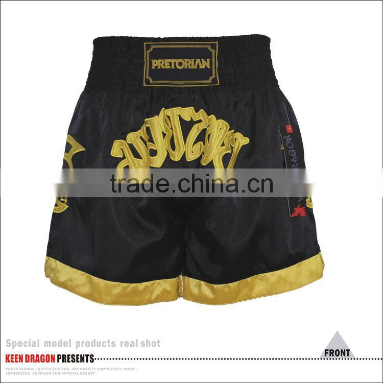 Mens Professional Embroidered Satin Muay Thai Grappling Shorts