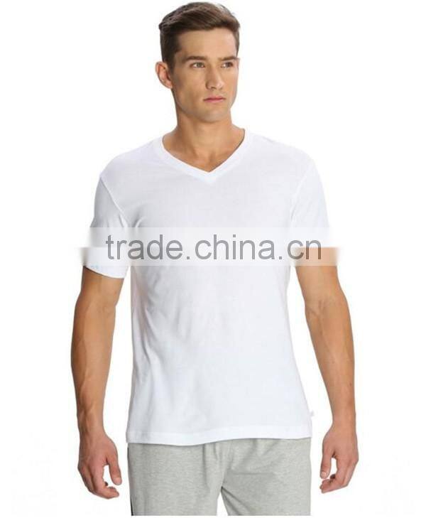 Slim fit soft-touch Jersey mens v-neck plain white cotton t shirt