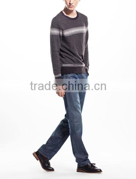 2014 Hot sale jacquard ribbed wool blended men's pullover sweater