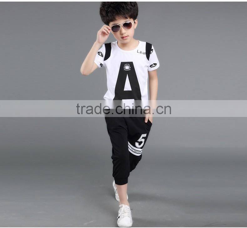 boys and girls letters printed two-piece sports suits for summer