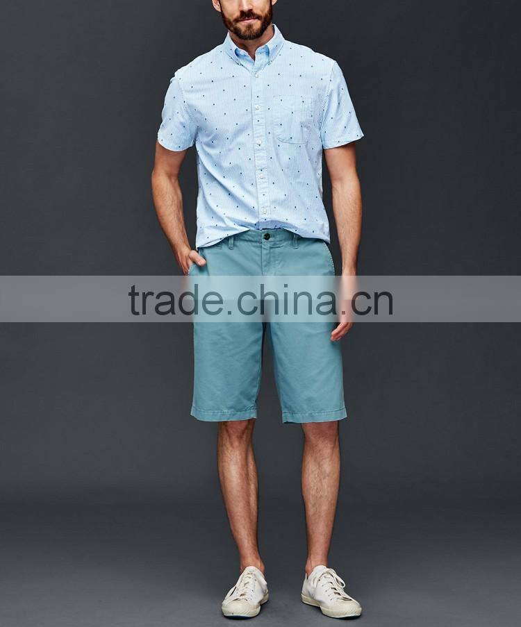 2016 latest design fashion bengal stripe short sleeve standard fit shirts