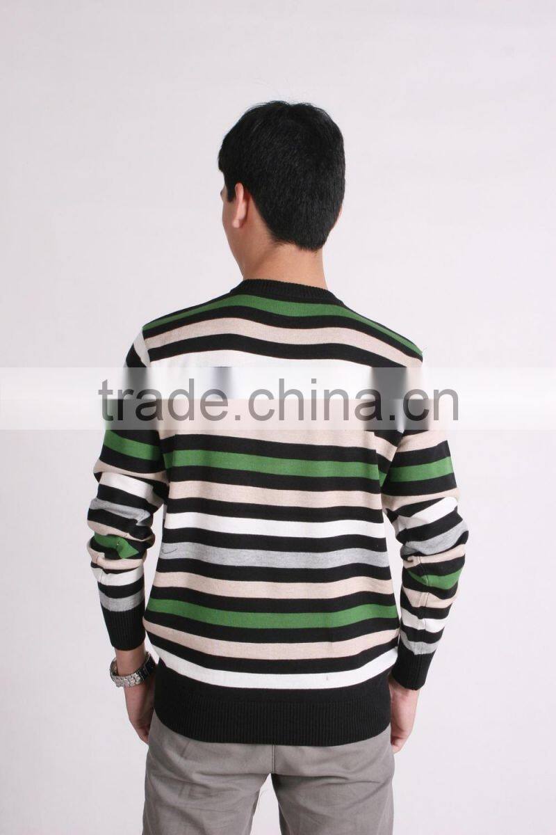 Knitted Mens Black Striped Sweaters