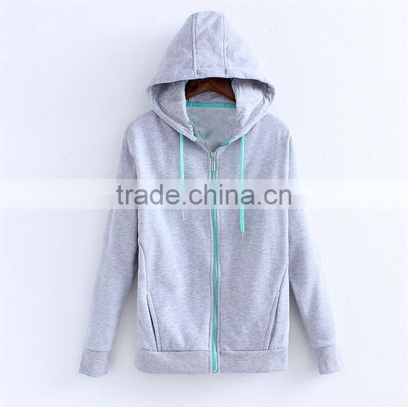 Plain Fleece Zipper Up Casual Hoodie Jacket For Men