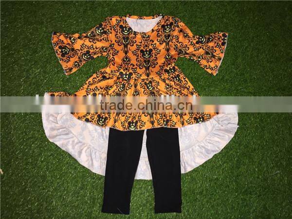 Persnickety Children's Clothing Wholesale China Factory Fall Girls pumpkin Hi-Low Tops And solid Pants Outfits