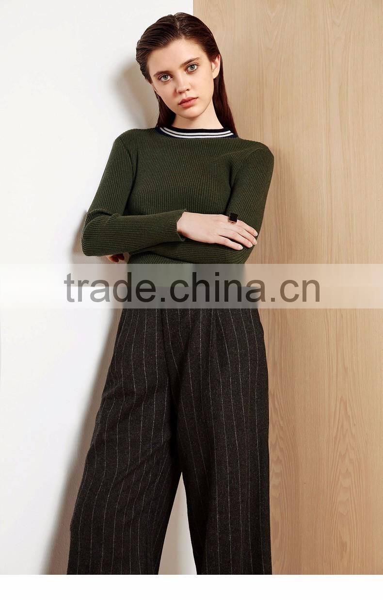 Green color women sweater 2017 fashion round-neck pullover sweater