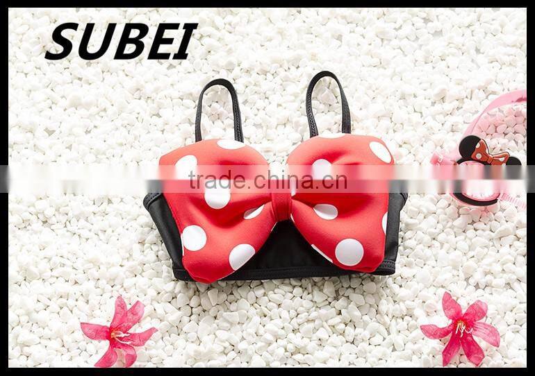 Children's swimsuit girls swimsuit big wave point split child bikini two-piece swimsuit children swimming cap