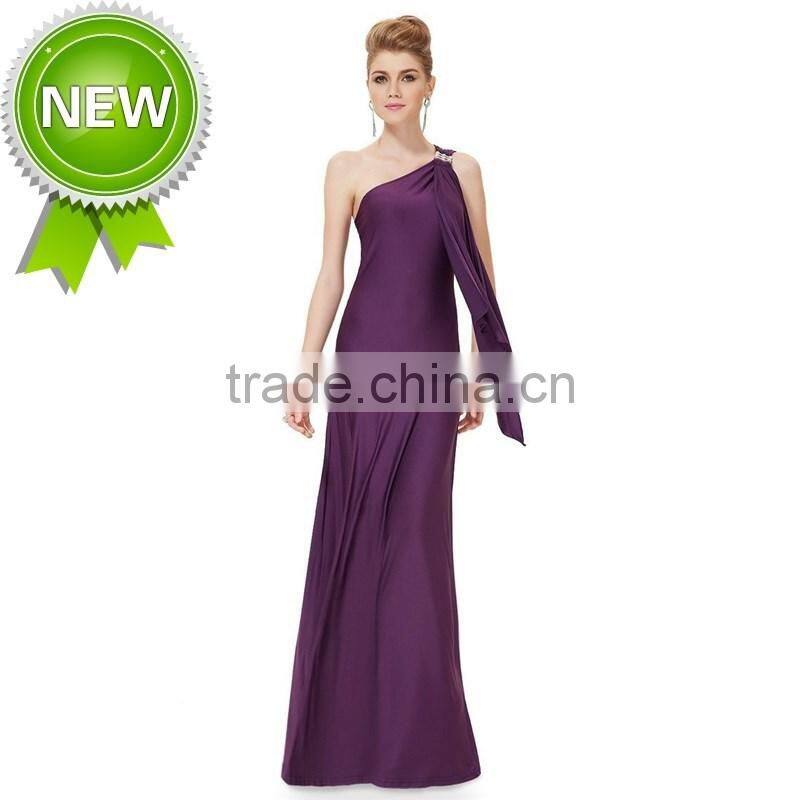 Fashion Sleeveless Dress Long Knitted Elegant One-Shoulder Off Purple Women Dress For OEM