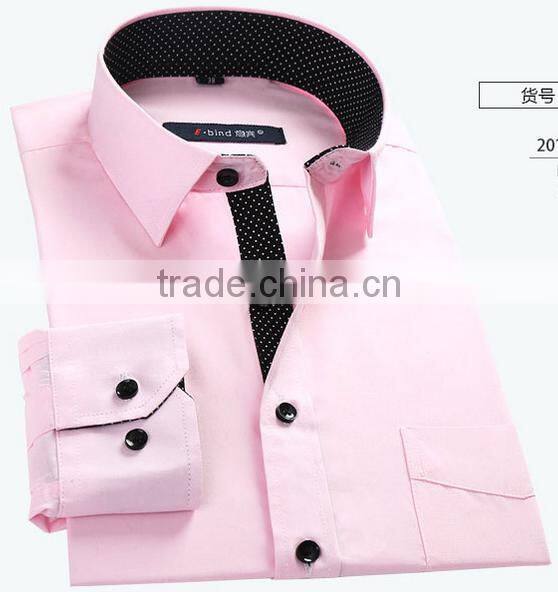 Black dot printed placket blue men's shirt uniform China golden supplier OEM fashionable boy shirt for daily life