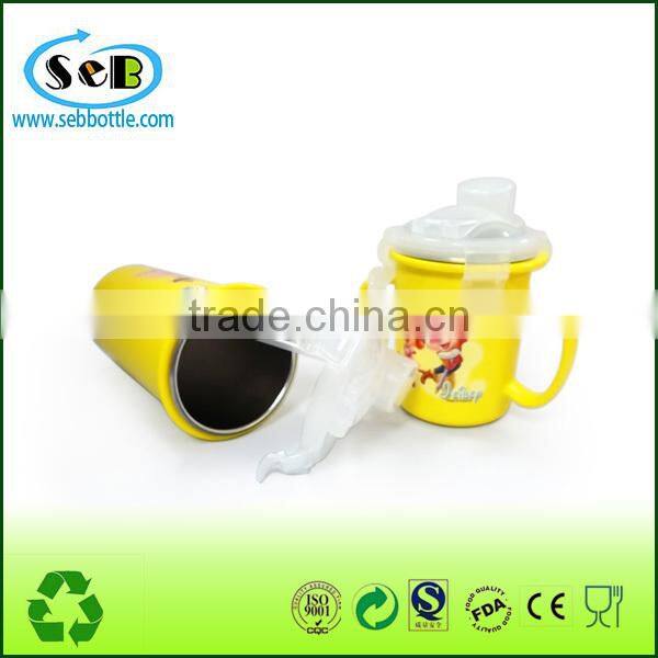 Fancy stainless steel insulated kid drinking cup with lid and hand (Accept OEM)