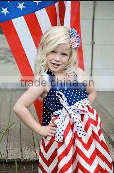 Best seller 2014 July 4th chevron patrotic girls smock dress design American bday dress little girls dress fashion design