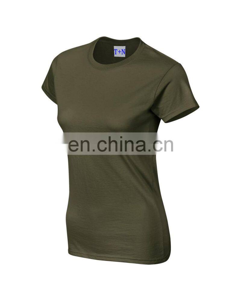 Fashion 100 cotton custom design army green t shirt women clothing