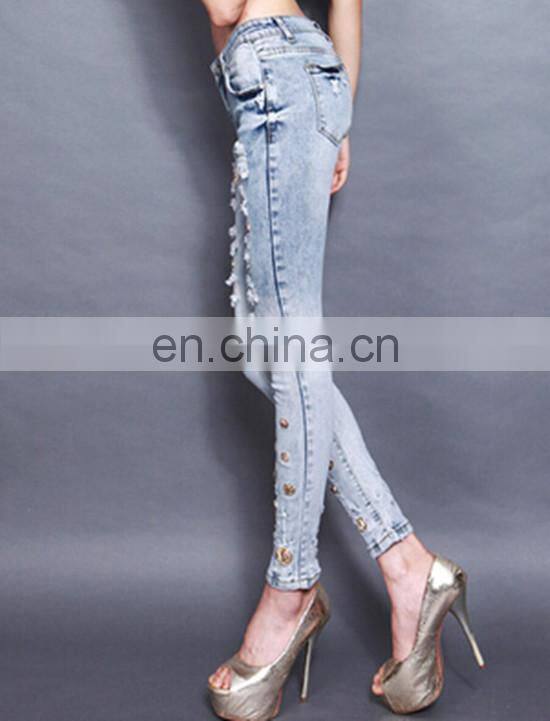 Wholesale Cheap Women Stylish Denim Pants From Chinese Factory