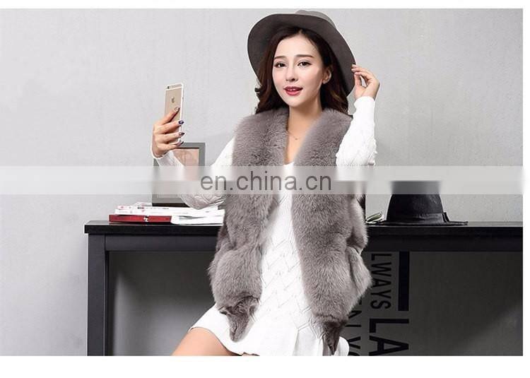 2017 Fashionable Women Real Fur Sleeveless Coat Women Genuine Fox Fur Vest