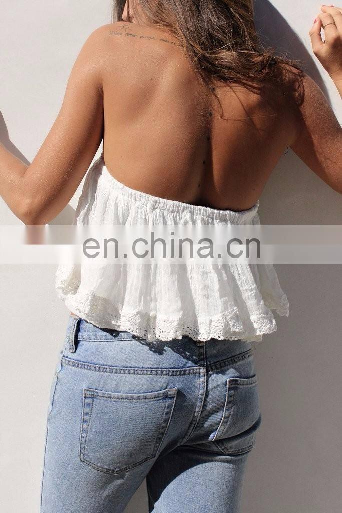 Best Selling White Tube Top Off Shoulder Ruffle Boho Top For Best Sex Position