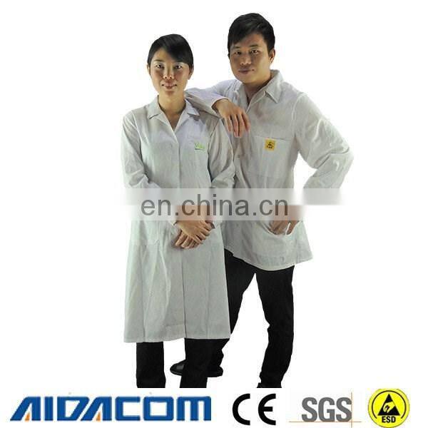 Jacket type, 5mm grid white Poly/cotton Anti-static smock