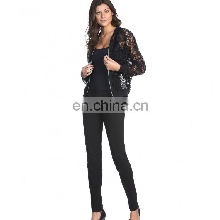 OEM Creative Breathable Summer Casual Jacket Black Lace Hollow Fashion Casual Jacket