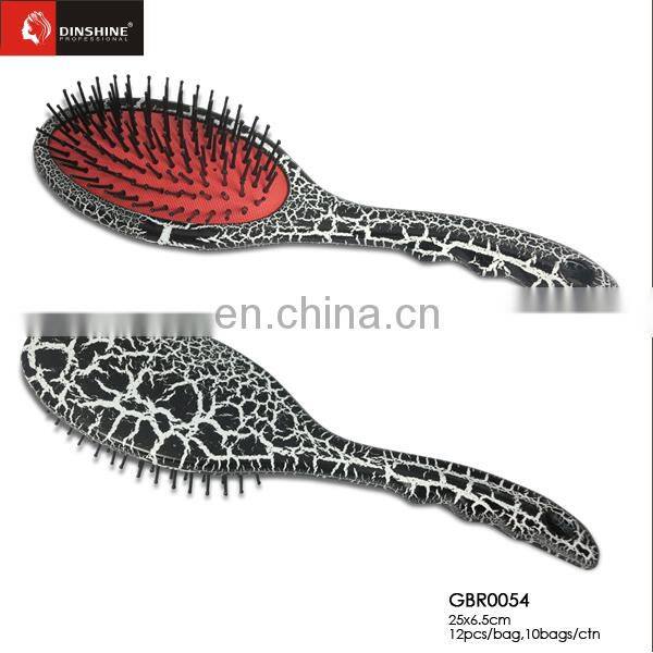 Blue color paddle brush, plastic round cushion hair brush