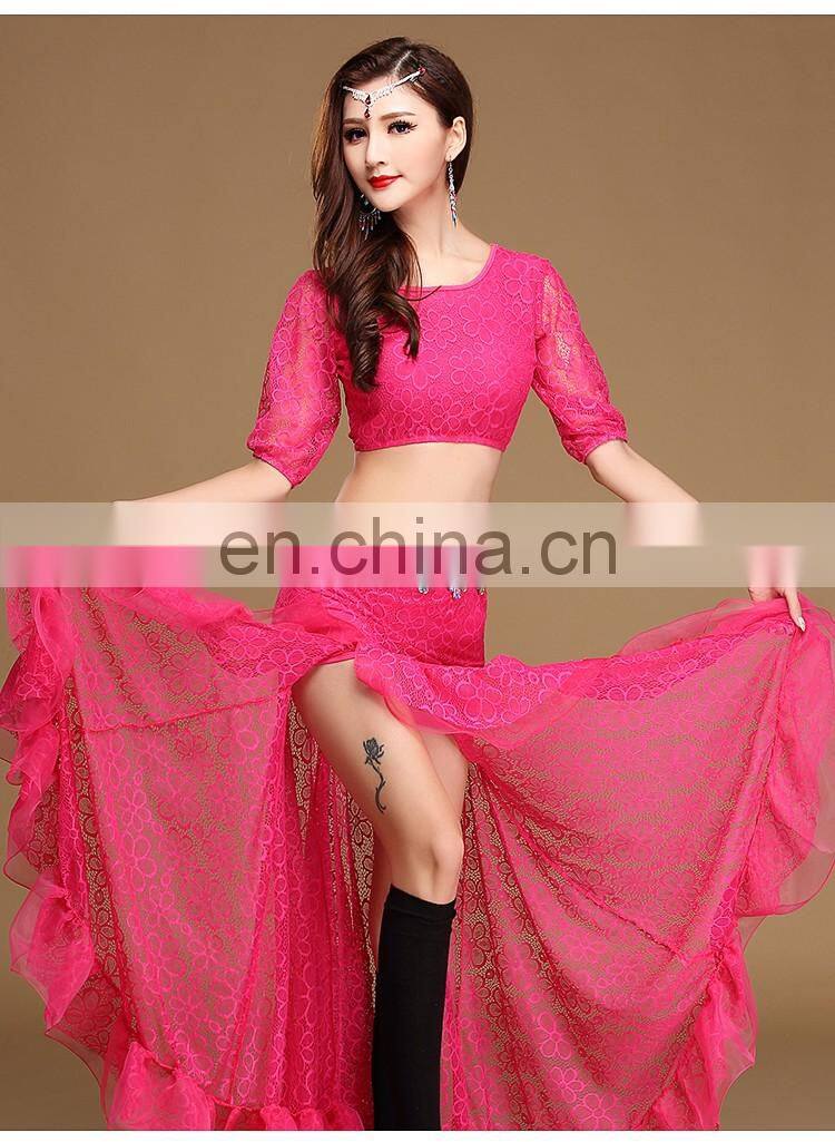 T-5147 Hot lace egyptian belly dance sexy costume top and skirt set