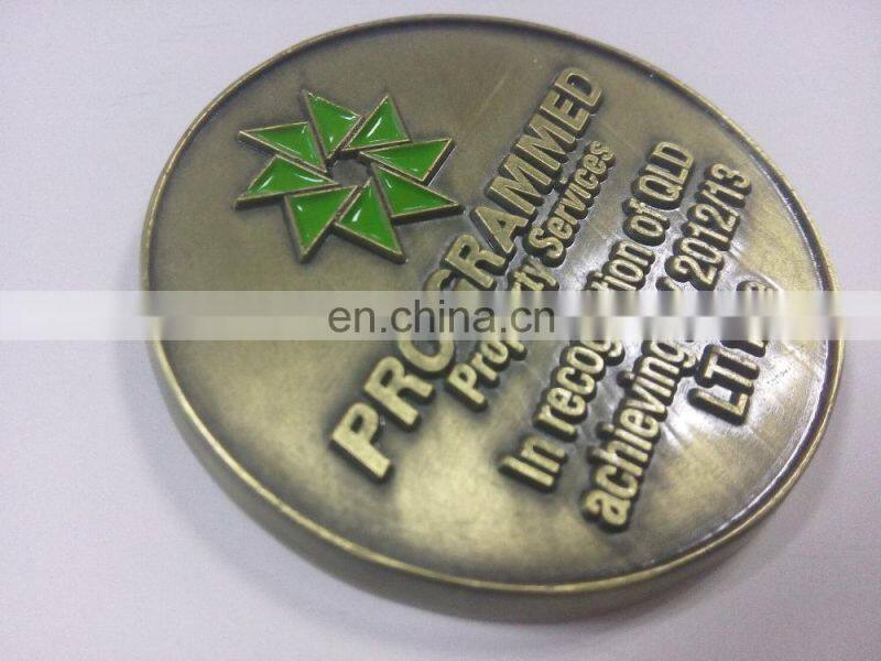 Commemorative zinc alloy casting coin antique brass custom design and logo coin with windmill pattern